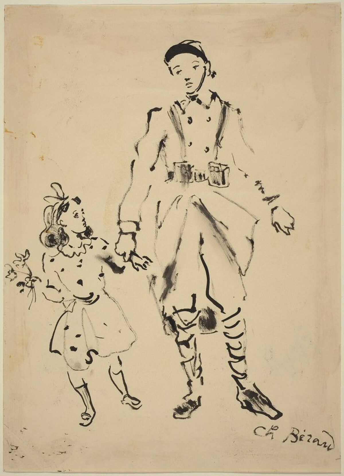 French Soldier and Child by Christian Bérard