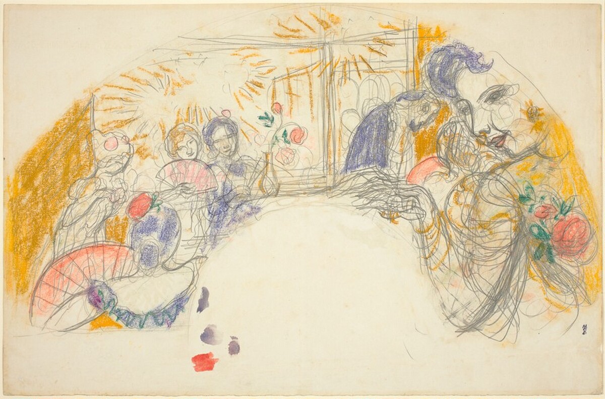 Design for a Fan: the Engagement Party of Yvonne Lerolle (recto) by Maurice Denis