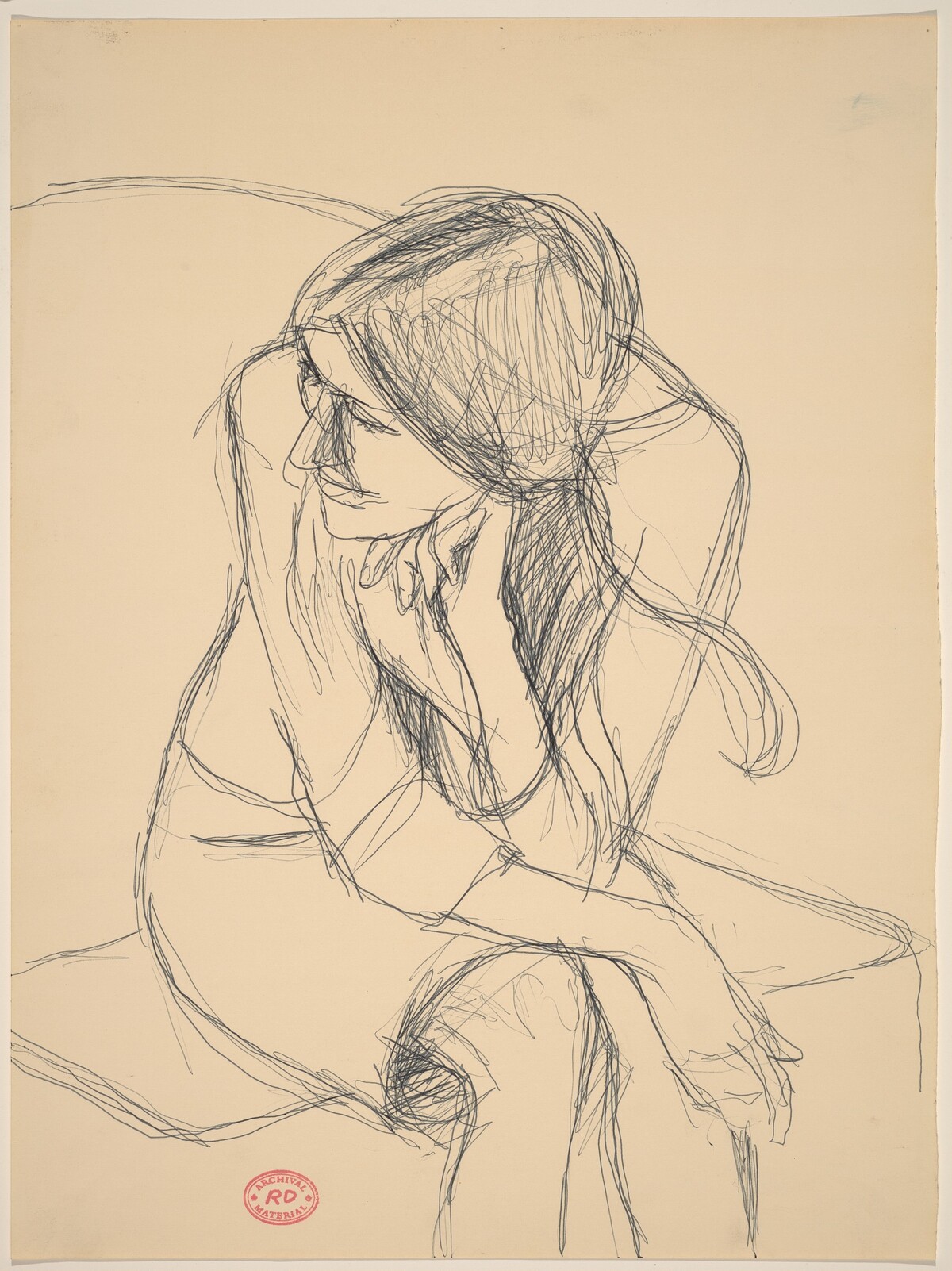 Untitled [seated woman leaning forward and turning her head] by Richard Diebenkorn