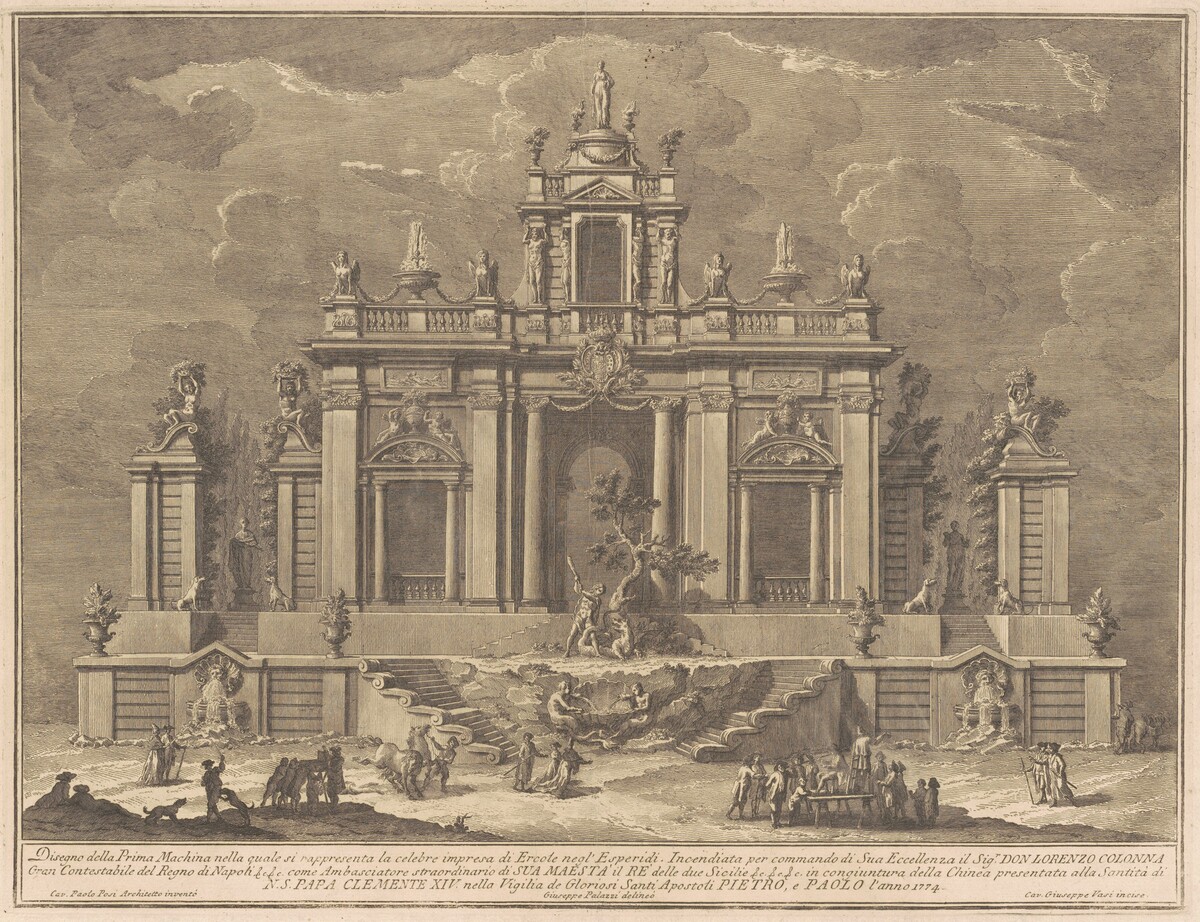 The Prima Macchina for the Chinea of 1774: Hercules and the Dragon in the Garden of the Hesperides by Giuseppe Vasi, after Giuseppe Palazzi, after Paolo Posi