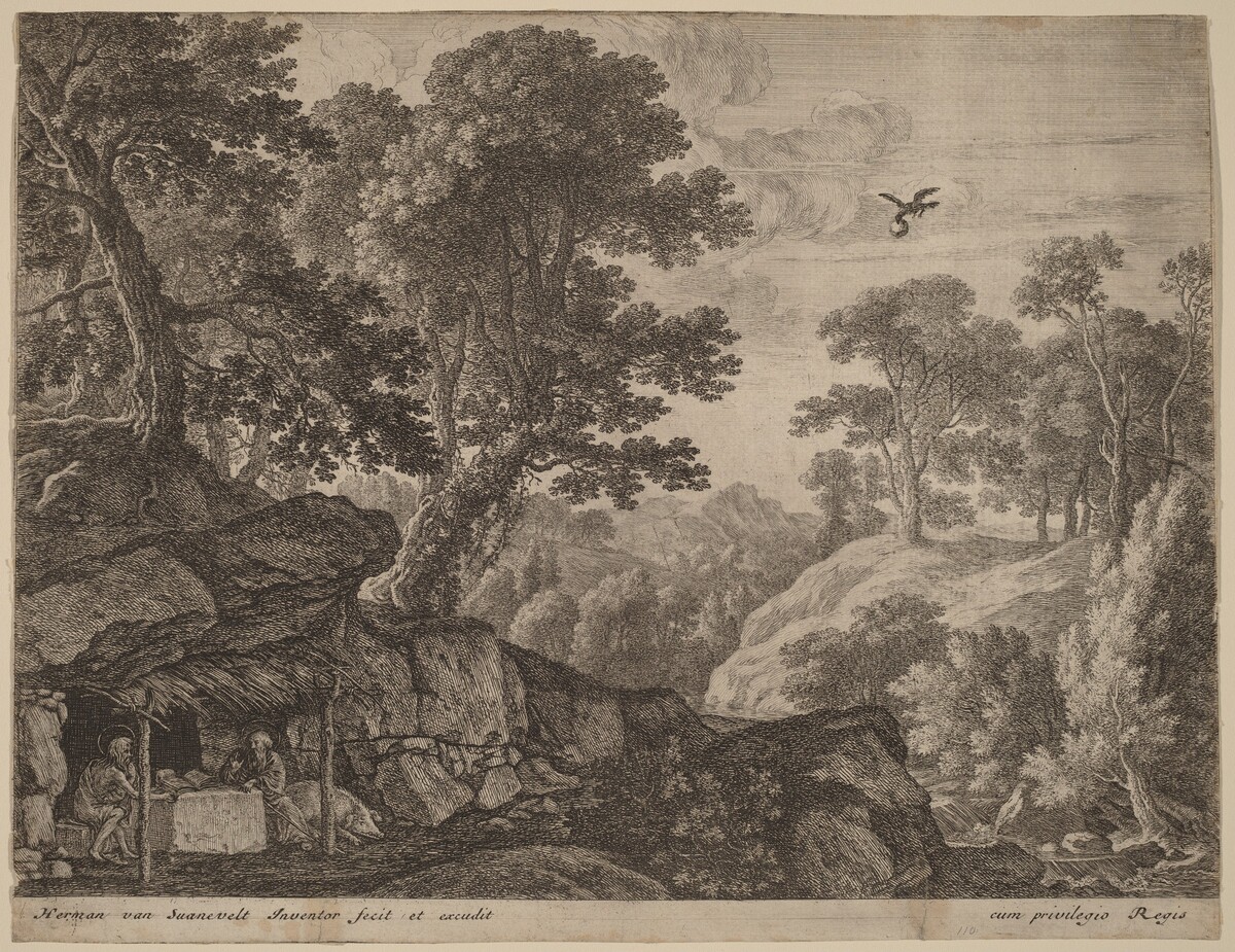 Saints Paul and Anthony by the Entrance to a Cave by Herman van Swanevelt