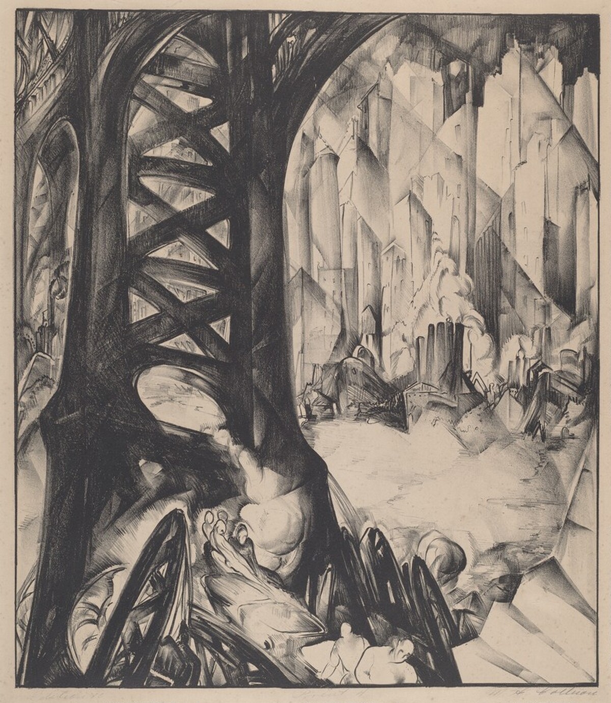 Untitled (New York with Manhattan Bridge Piers) by Marjory H. Collison (Nelms)