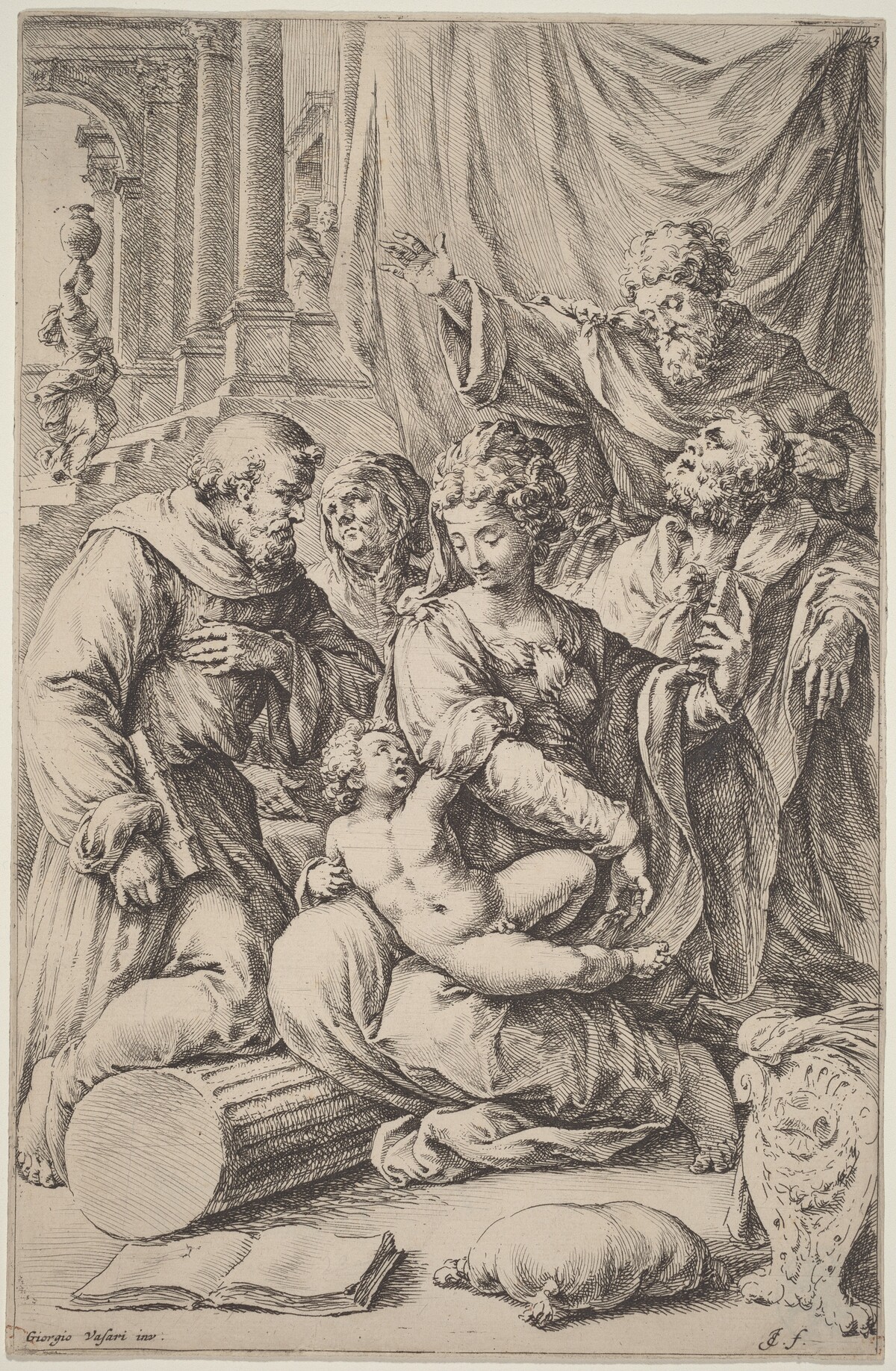 Holy Family with Saints by Jan de Bisschop, after Giorgio Vasari