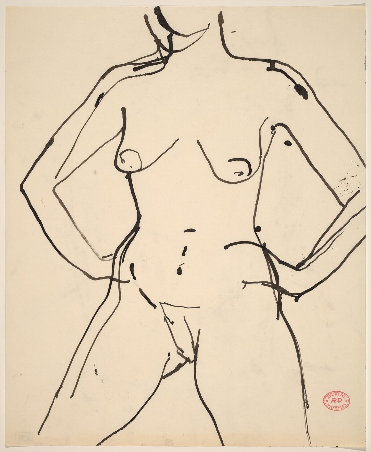Untitled [standing female nude with arms akimbo] by Richard Diebenkorn