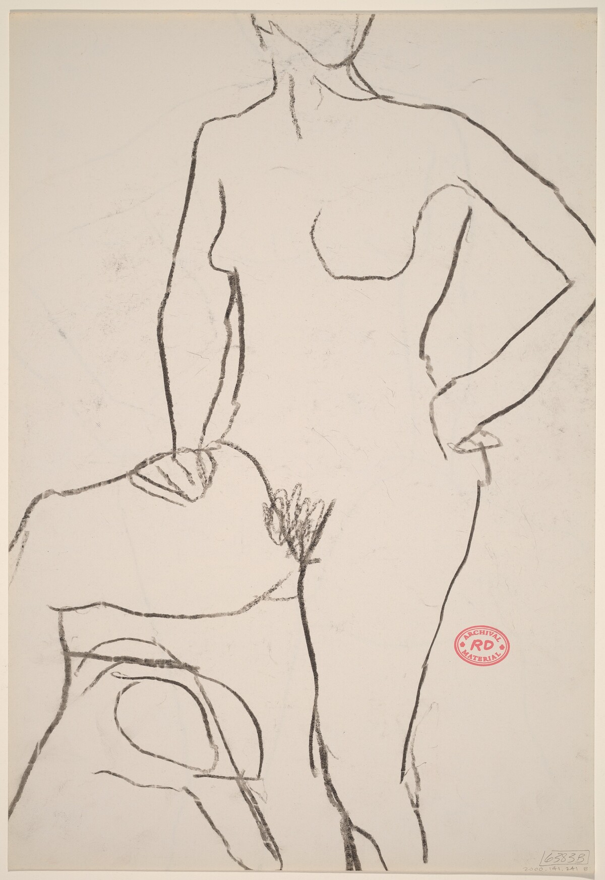 Untitled [standing female nude with left hand on hip] [verso] by Richard Diebenkorn