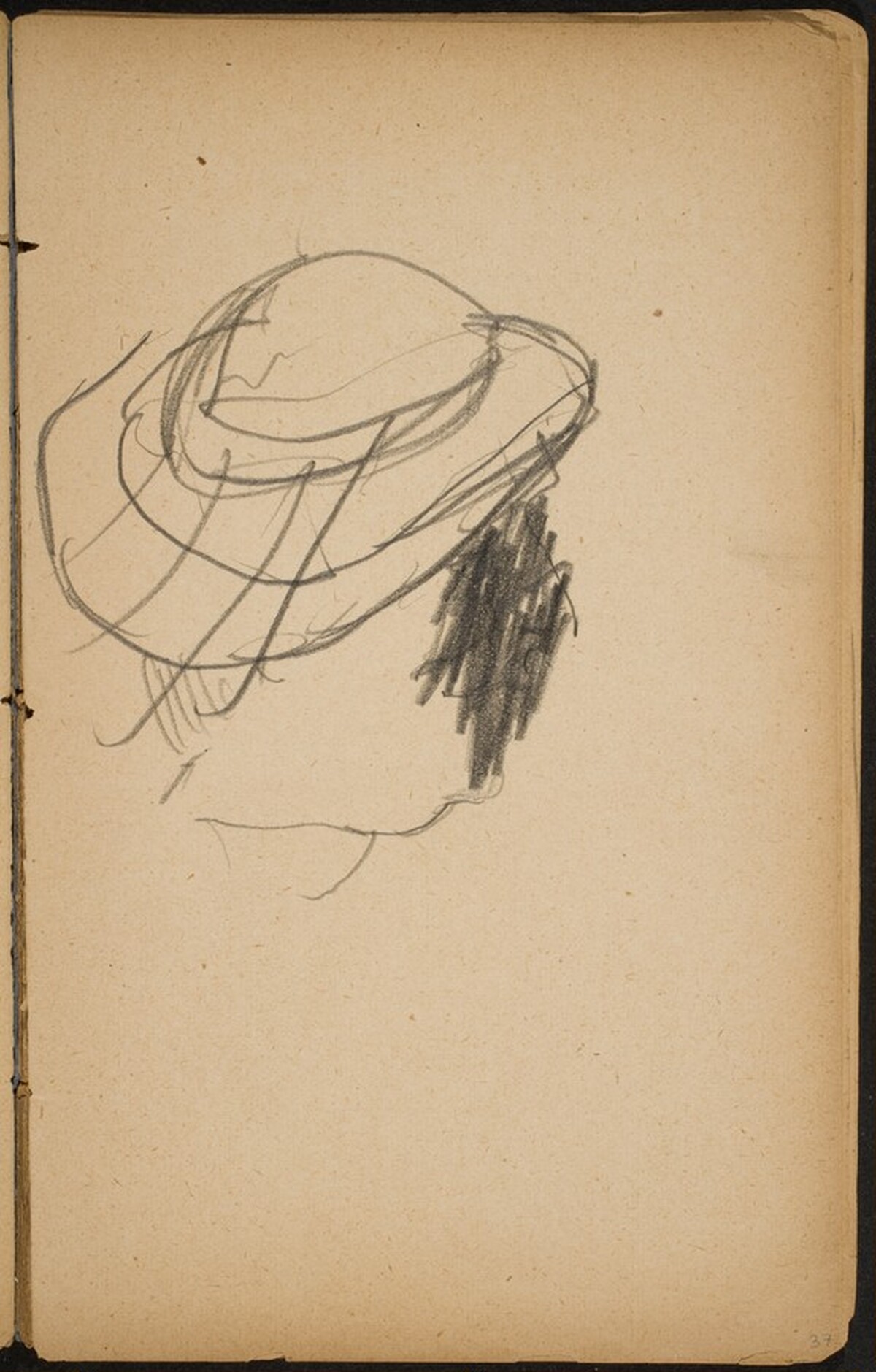 Kopf mit Hut, Gesicht verworfen (Head with a Hat) [p. 37] by Max Beckmann