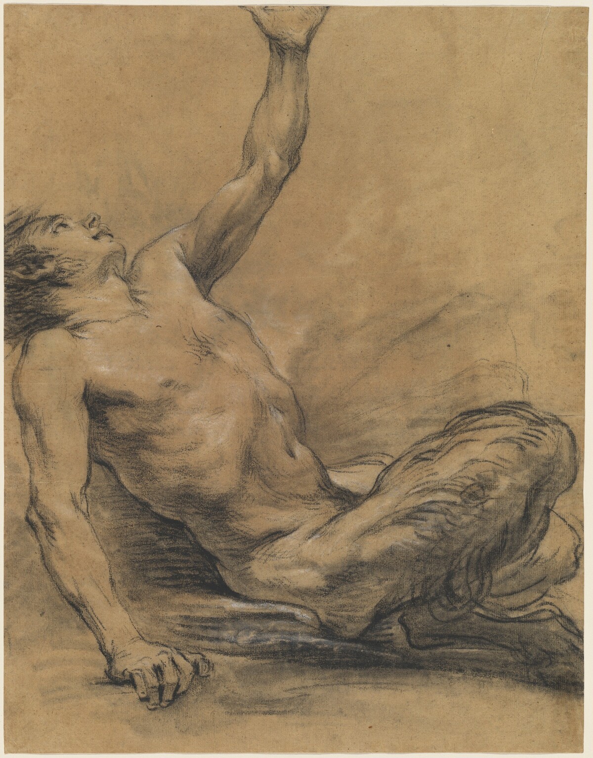 Seated Satyr Leaning Backward [recto] by Jean-Baptiste Deshays