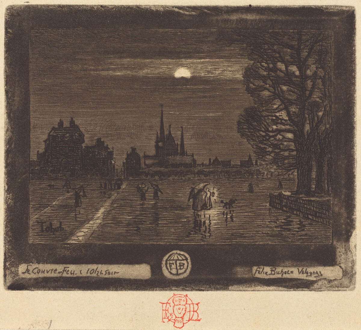 Le Couvre-Feu (The Curfew) [recto] by Félix-Hilaire Buhot