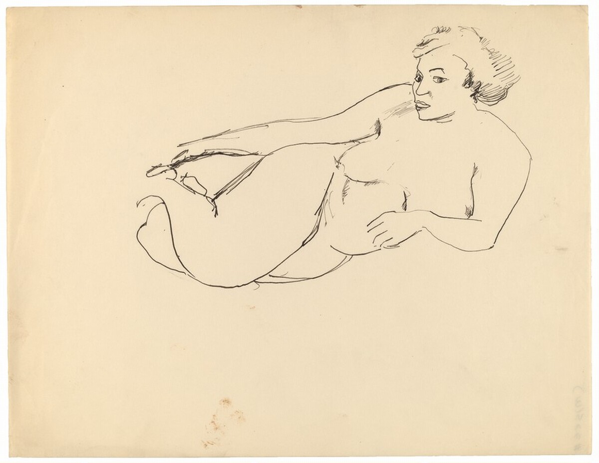 Reclining Female Nude, Resting on Left Elbow, Head in Three-quarters Profile by Mark Rothko
