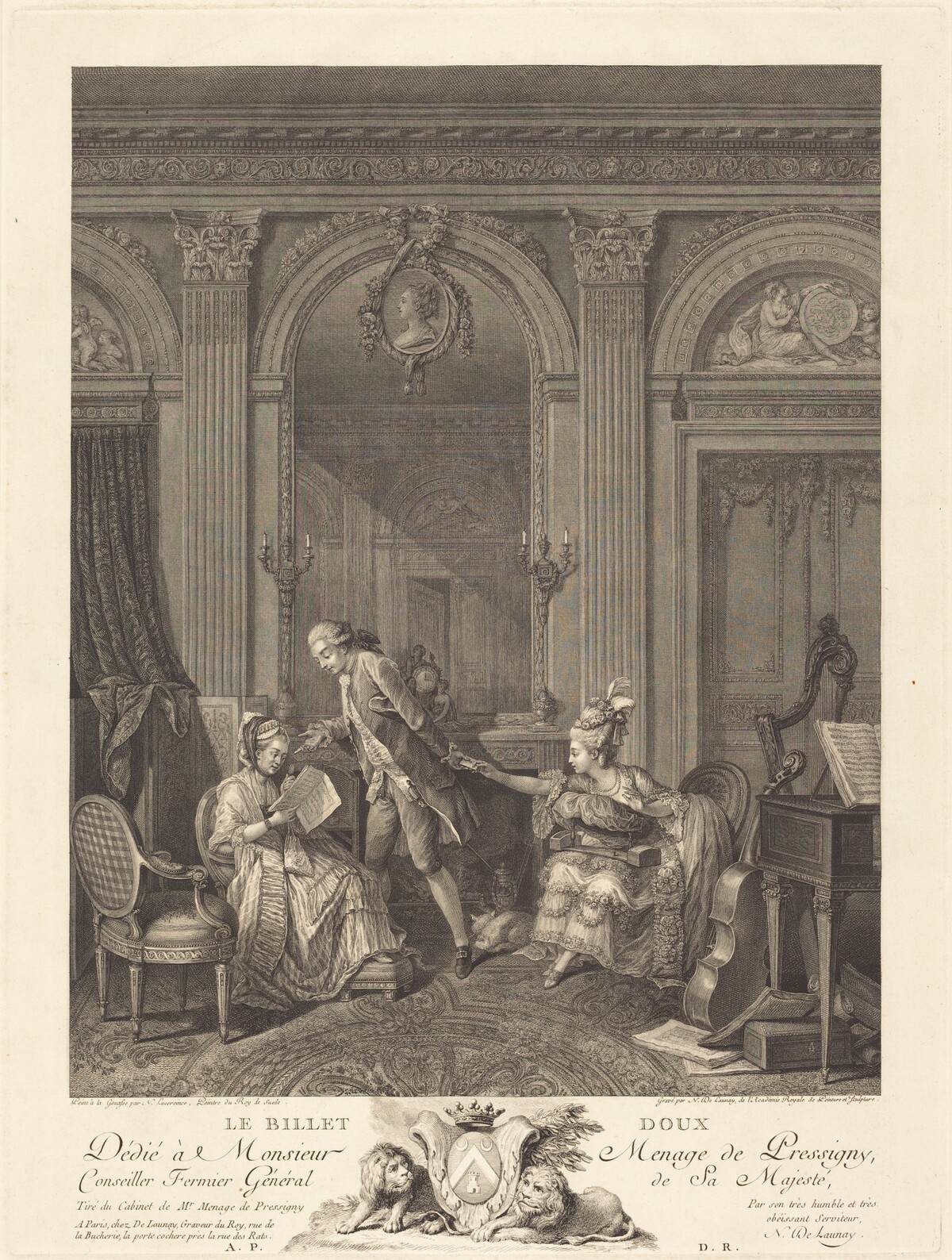 Le Billet doux by Nicolas Delaunay after Nicolas Lavreince