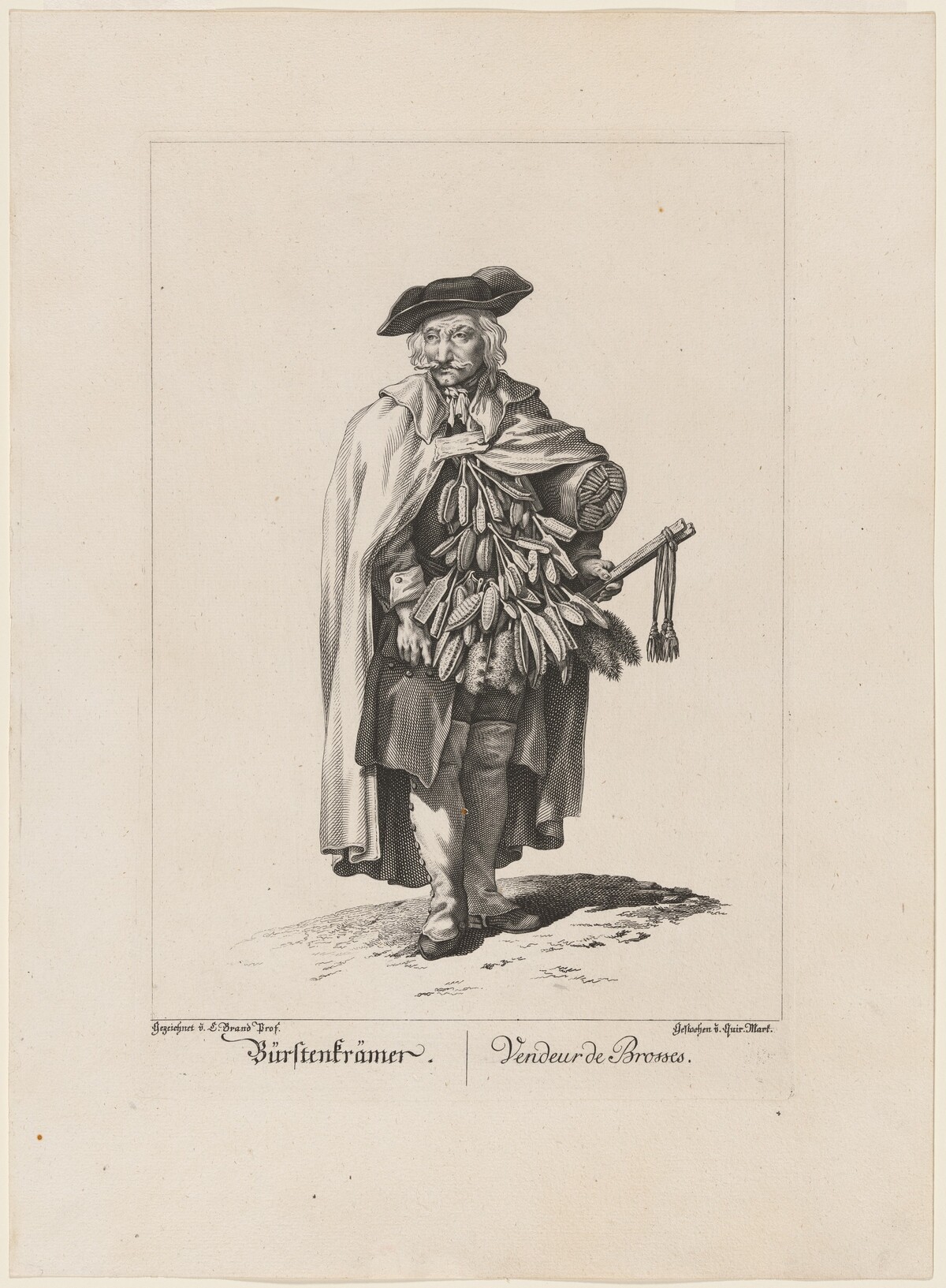 Bürstenkrämer/Vendeur de Brosses (Brush Seller) by Quirin Mark, after Johann Christian Brand