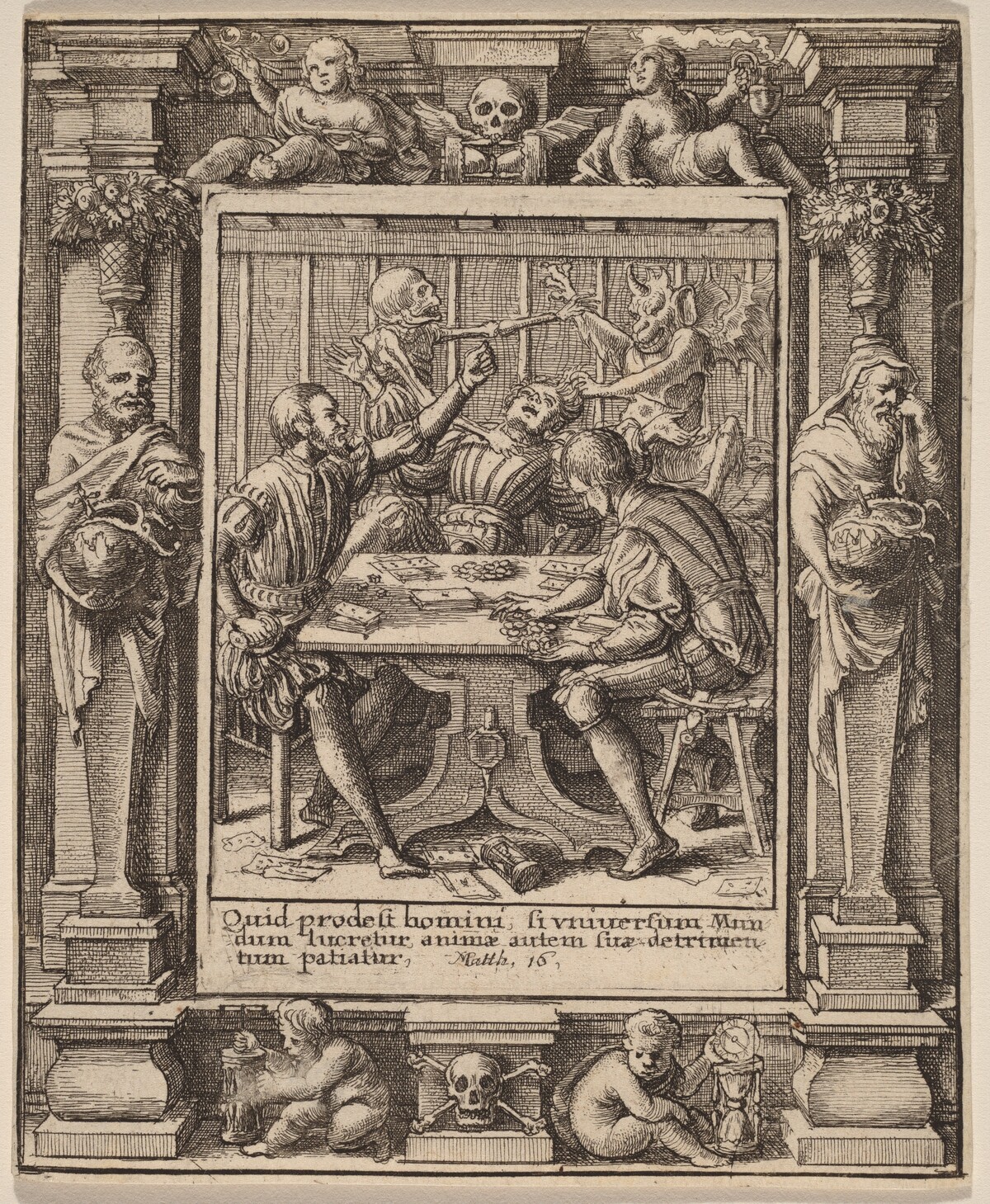 Gamesters by Wenceslaus Hollar after Hans Holbein the Younger after Abraham van Diepenbeeck