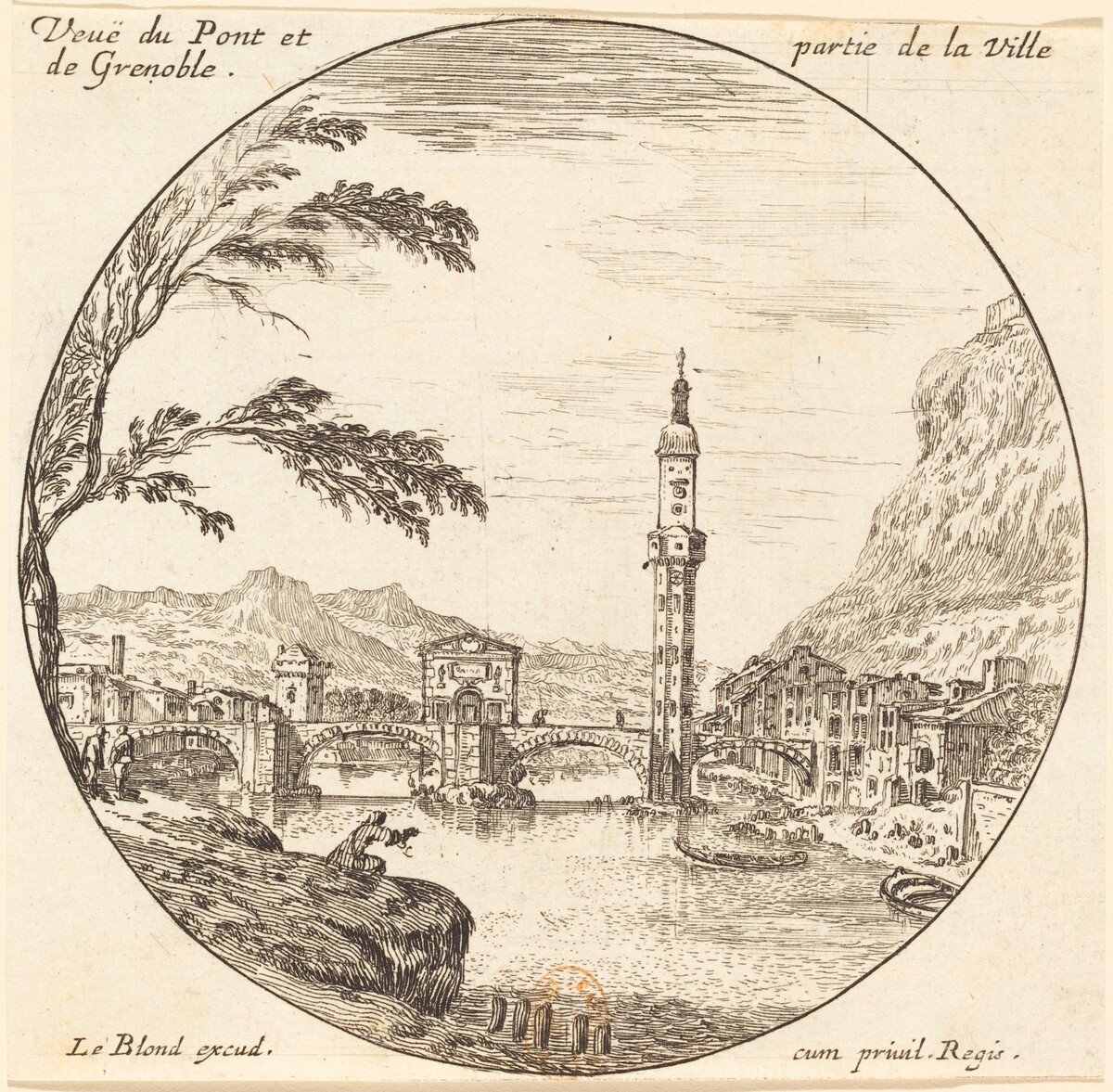 Veue de Pont et partie de la Ville de Grenoble by Israël Silvestre
