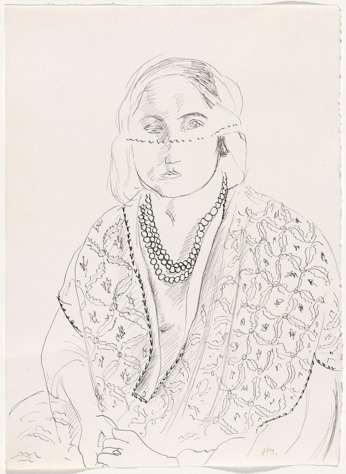 Seated Woman with Short Veil and Pearls by Henri Matisse