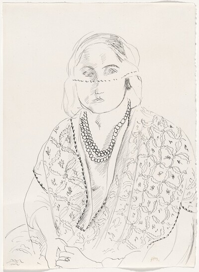 Seated Woman with Short Veil and Pearls