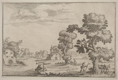 Lakeside Village with Herdsmen