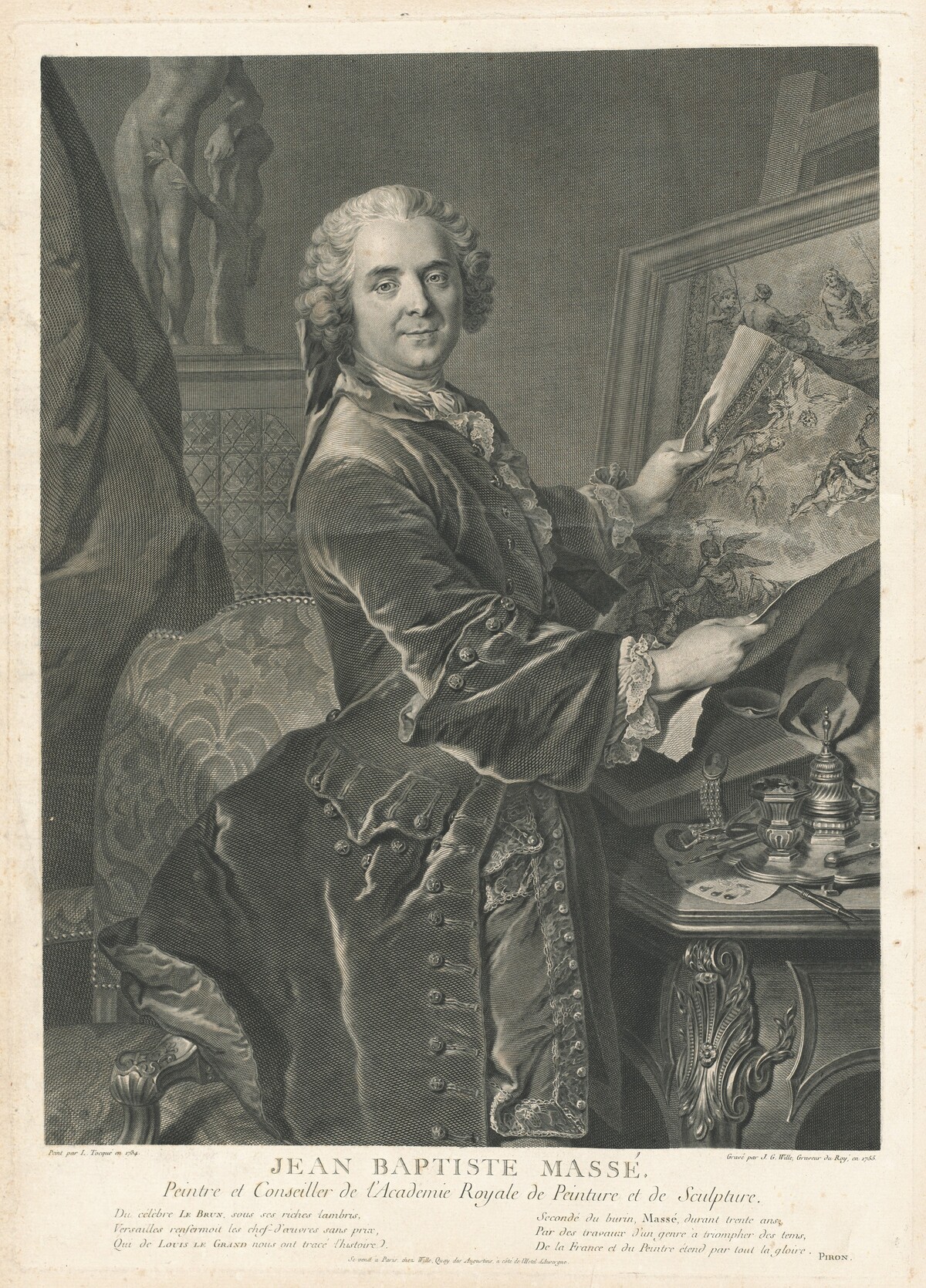 Jean Baptiste Massé by Johann Georg Wille after Louis Tocqué