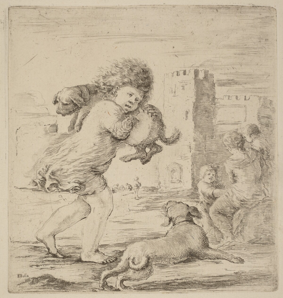 Child Holding a Puppy by Stefano Della Bella