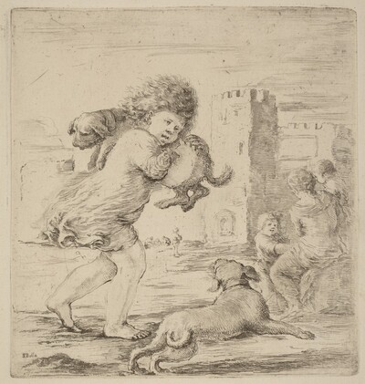 Child Holding a Puppy