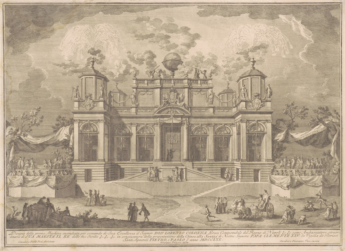 The Prima Macchina for the Chinea of 1770: An Roman Building for Commerce by Giuseppe Vasi, after Giuseppe Palazzi, after Paolo Posi