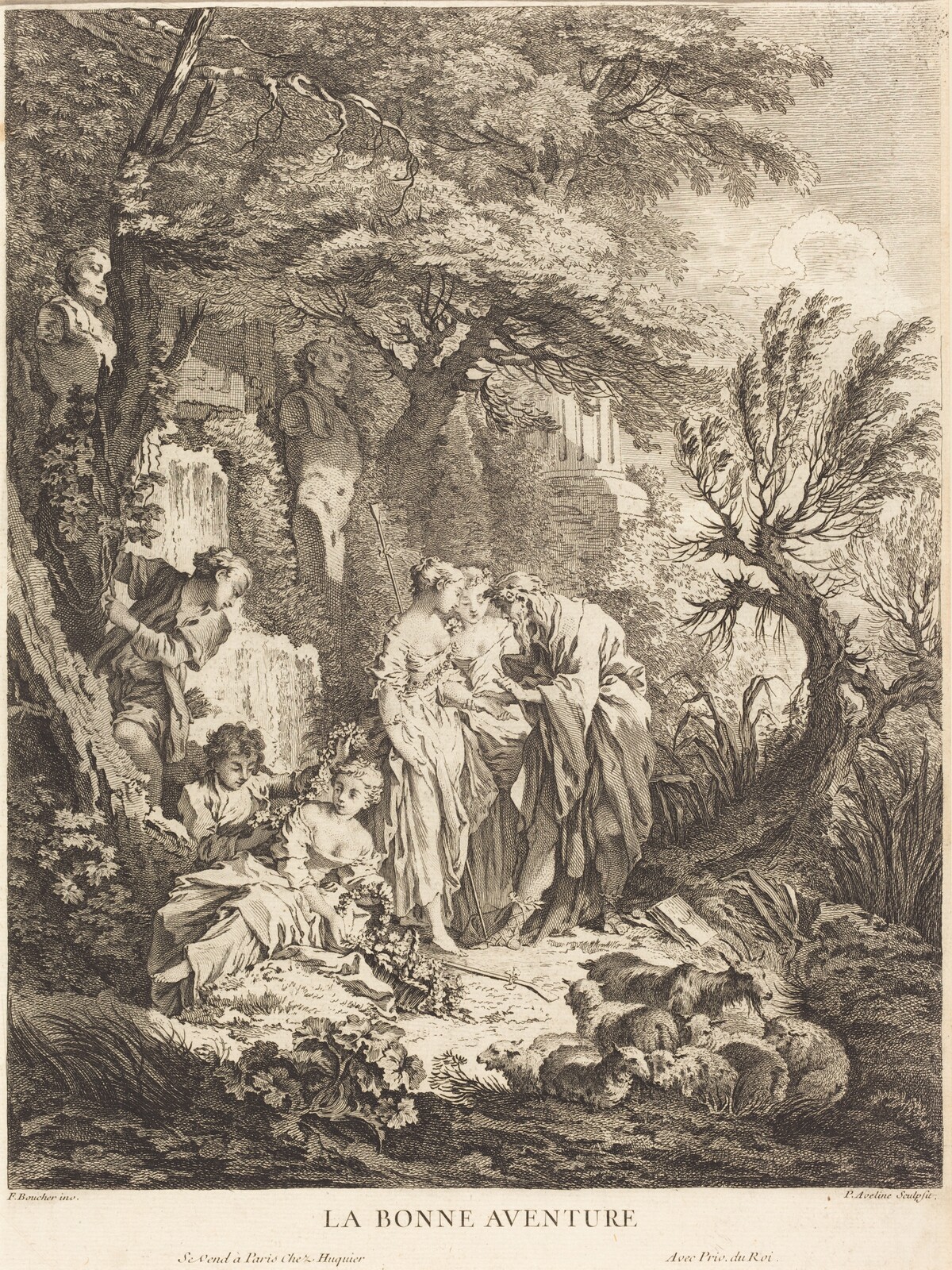 La Bonne Aventure by Pierre-Alexandre Aveline after François Boucher