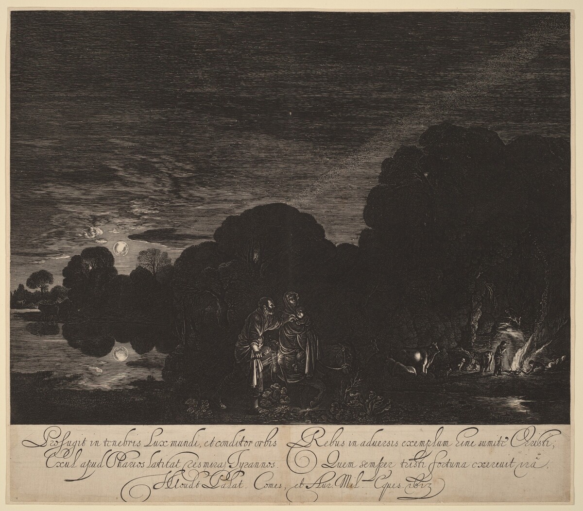 The Flight into Egypt by Hendrik Goudt after Adam Elsheimer