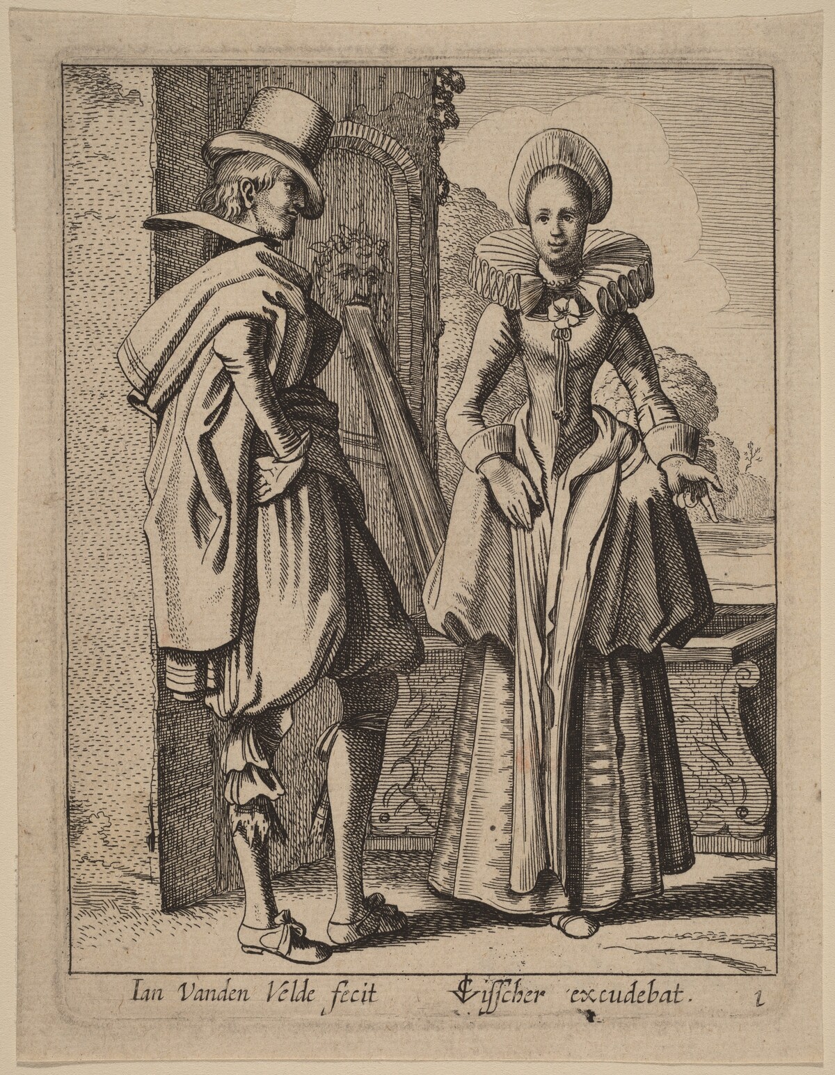 Two Figures in Costume by Jan van de Velde II