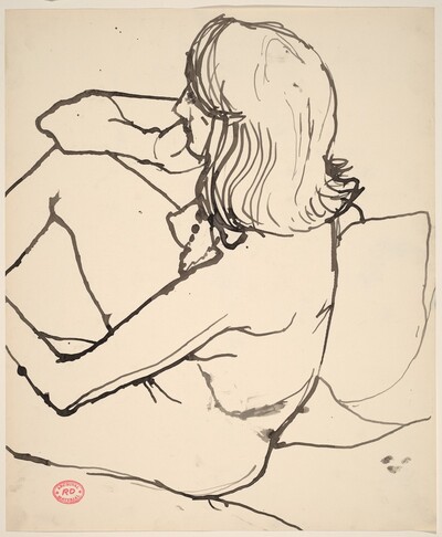 Untitled [seated female nude seen from above and slightly behind]