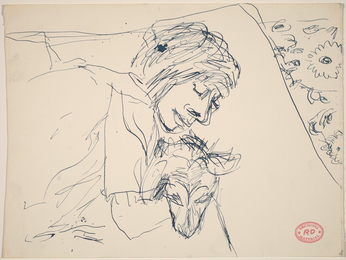 Untitled [woman holding a dog] by Richard Diebenkorn