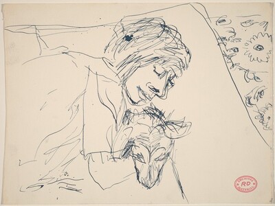 Untitled [woman holding a dog]