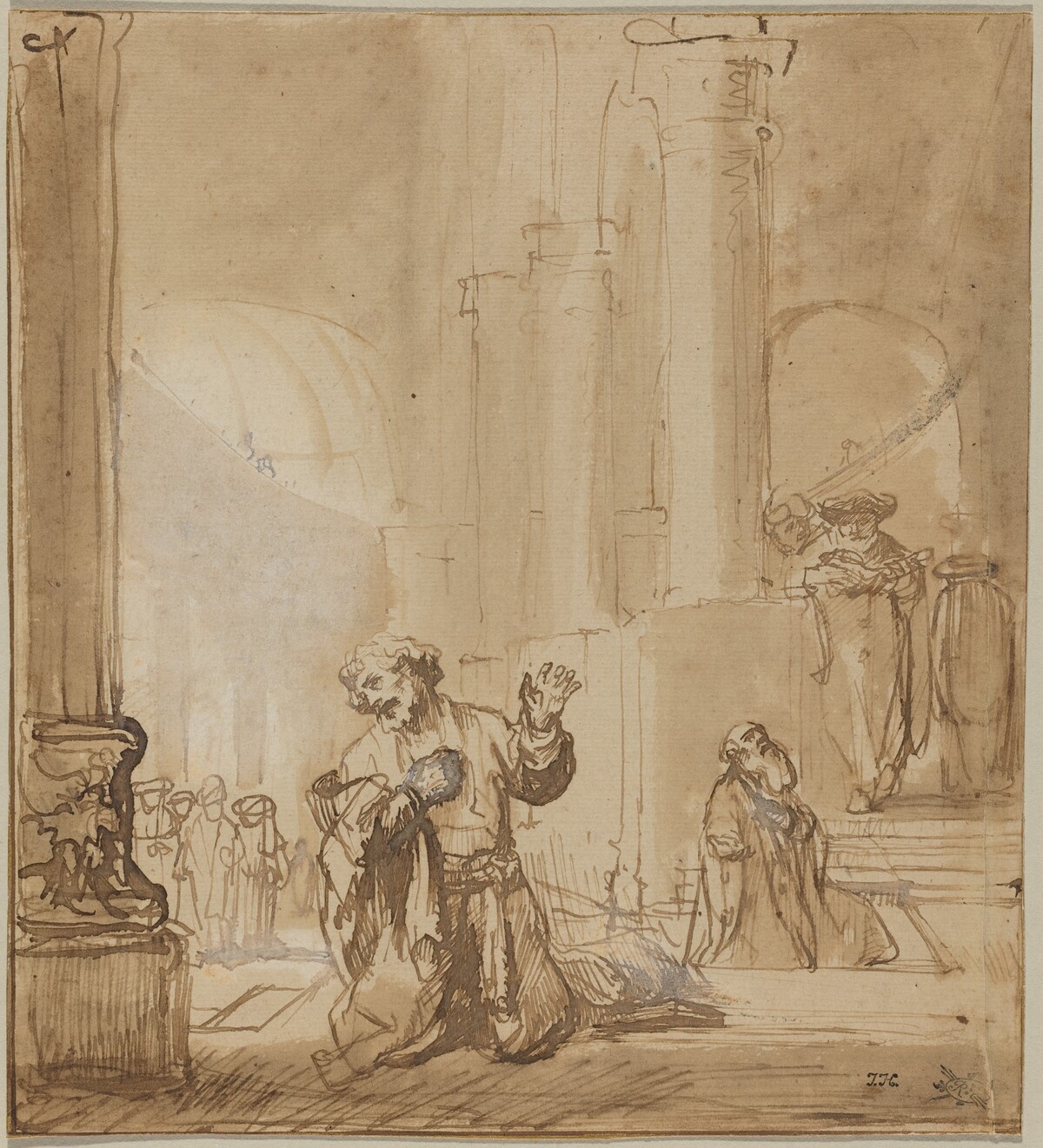 The Parable of the Publican and the Pharisee by Studio of Rembrandt van Rijn