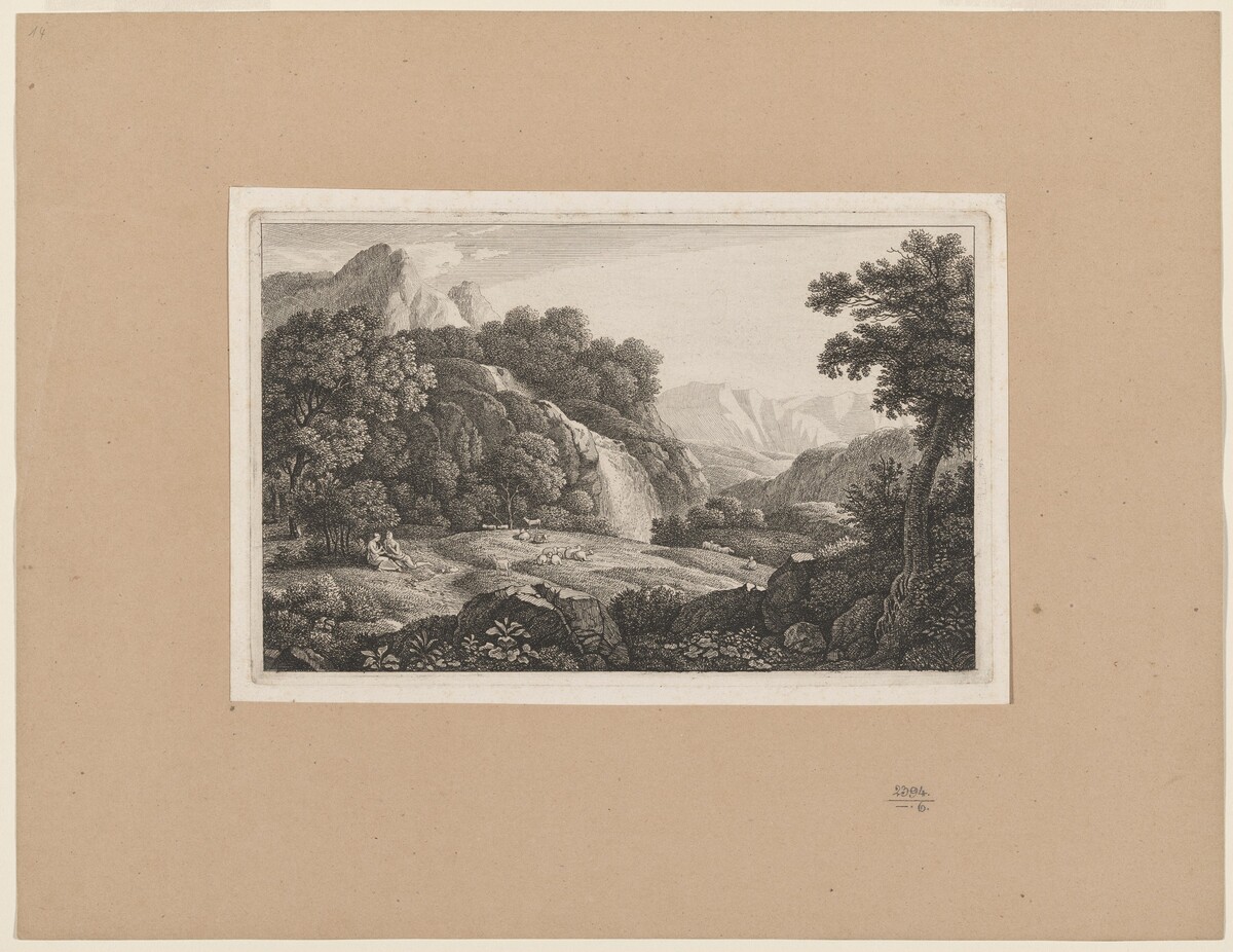 Classical Landscape with a Flutist by Monogrammist D