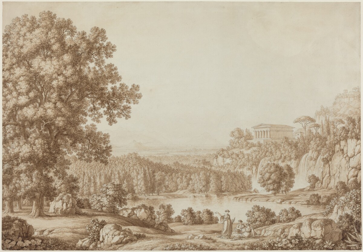 Arcadian Landscape with a Doric Temple by Christoph Heinrich Kniep