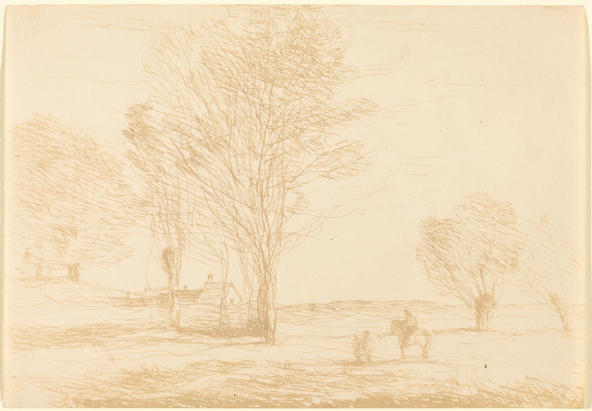 Horseman Halted in the Countryside (Cavalier arrete dans la campagna) by Jean-Baptiste-Camille Corot