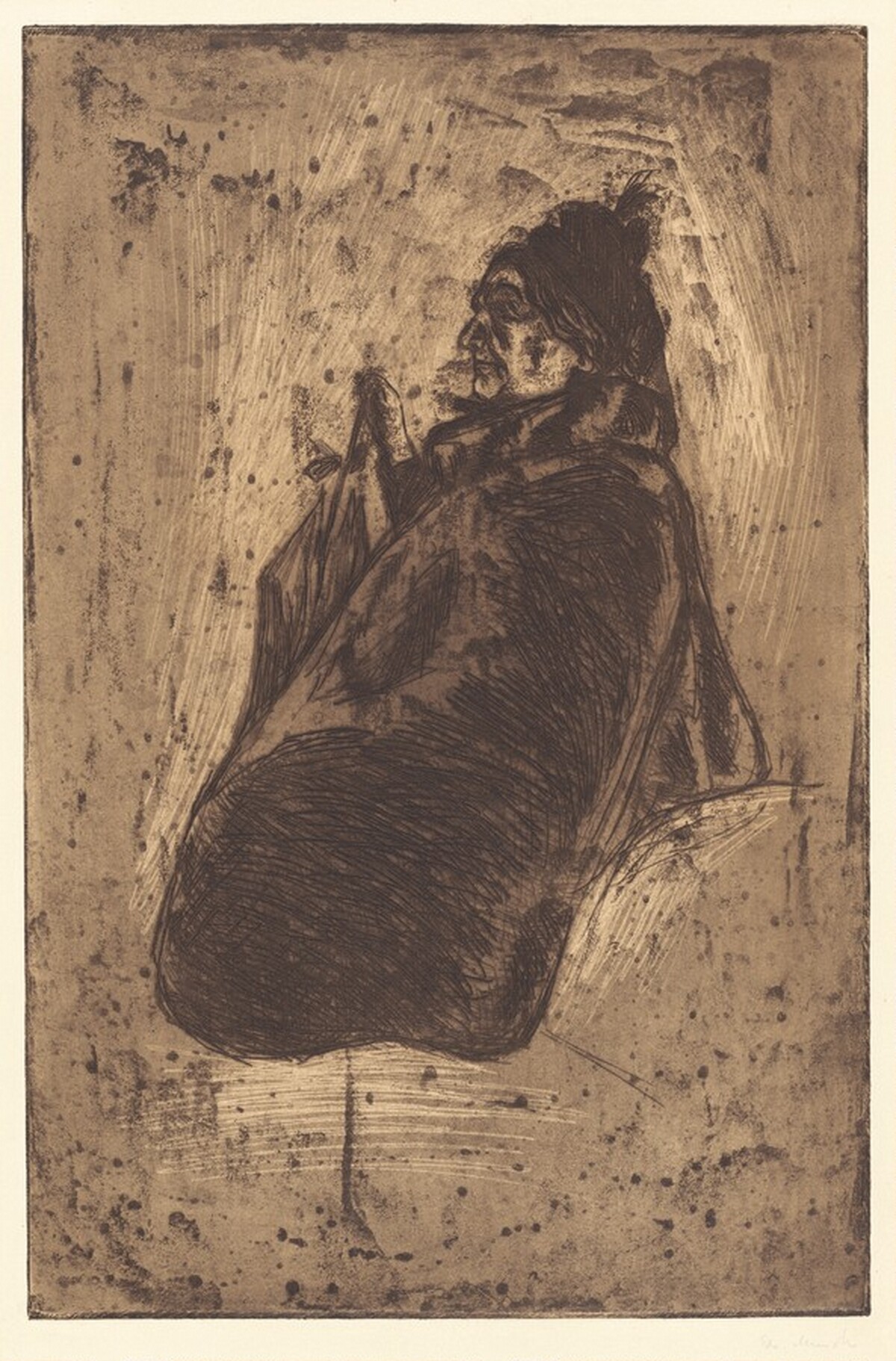 Old Woman with Umbrella by Edvard Munch