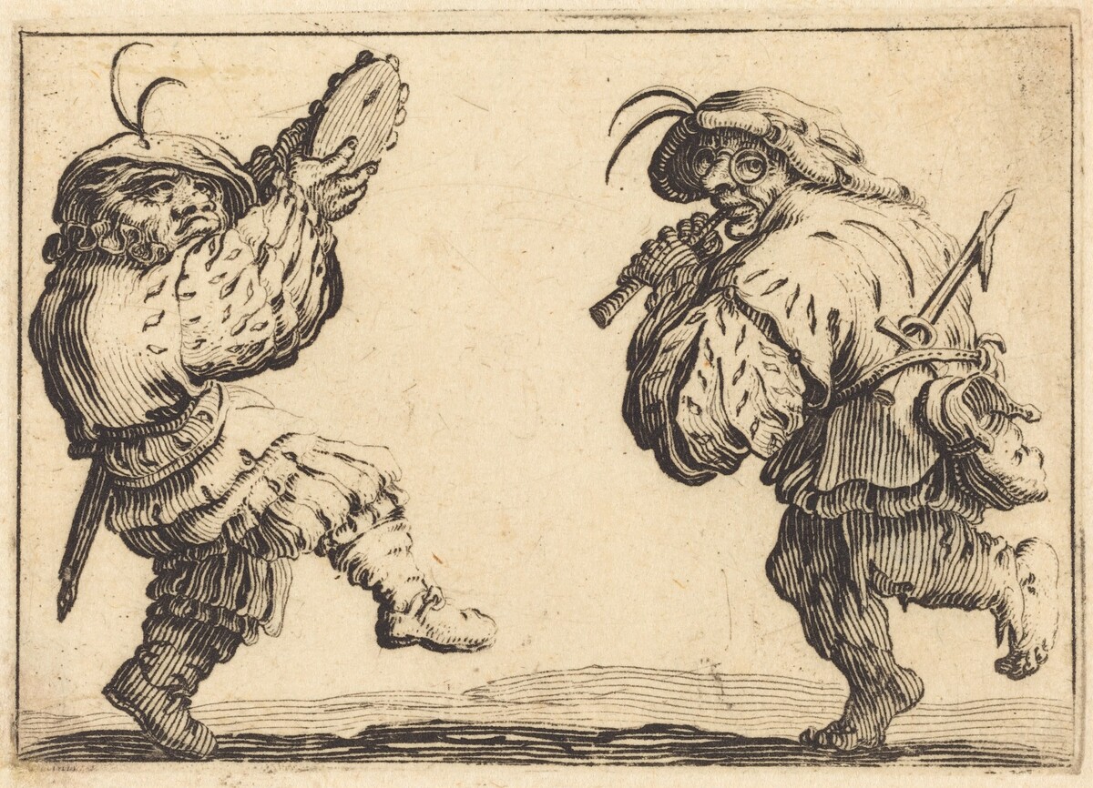 Dancers with Flute and Tambourine by Jacques Callot