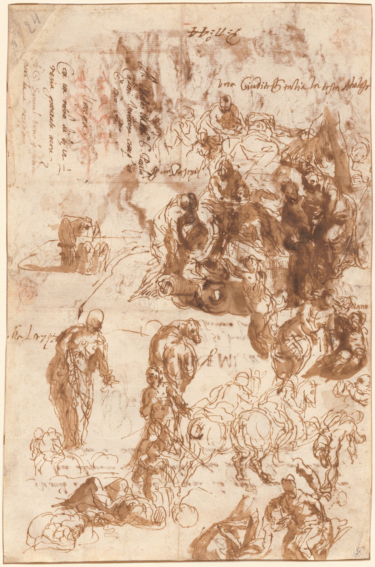 Studies for Judith and Holofernes, David and Goliath, The Finding of Moses, and Others [recto] by Veronese