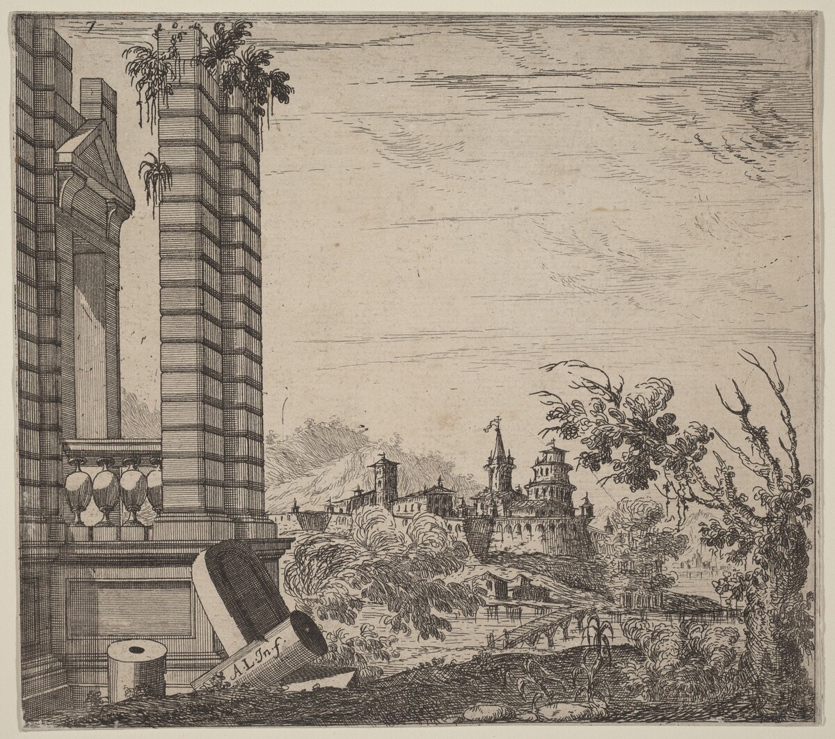 Landscape with Ruins by Attributed to Antonio Francesco Lucini