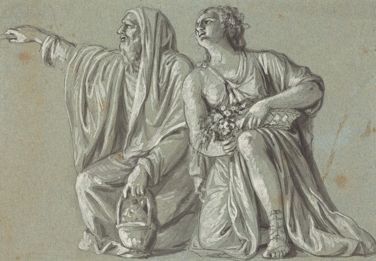 Two Kneeling Figures with Offerings by Roman 18th Century