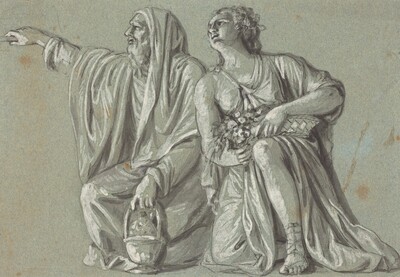 Two Kneeling Figures with Offerings