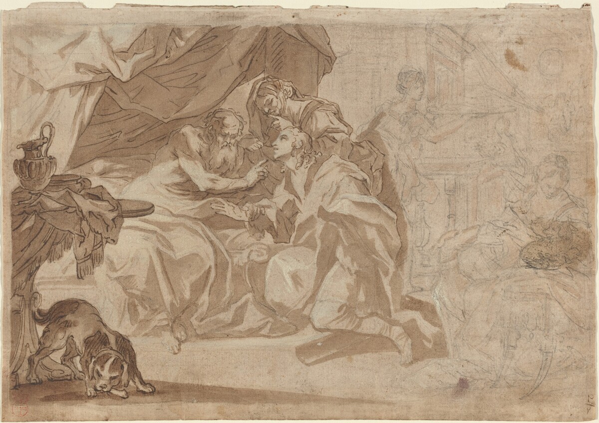 Jacob and Rebecca before Isaac [recto] by French 18th Century