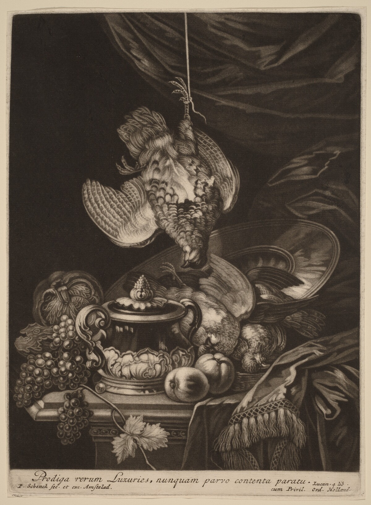 Still Life with a Hanging Partridge by Pieter Schenck I