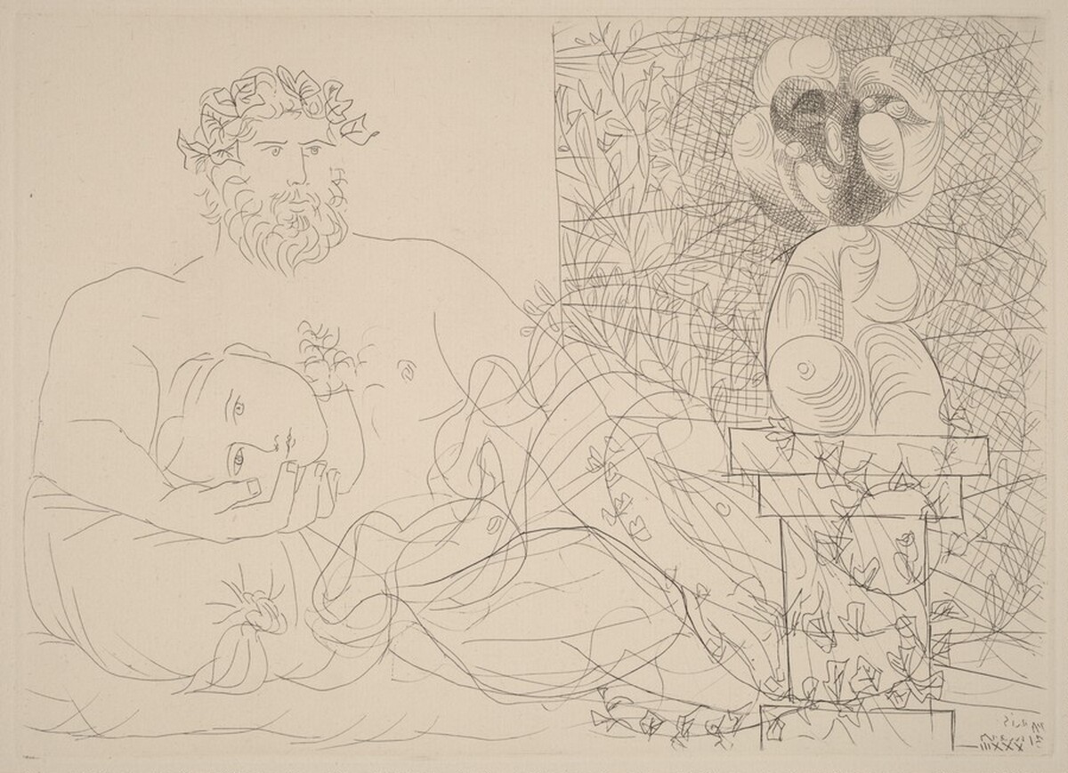 Sculptor at Rest and Surrealist Sculpture (Lerepos du sculpteur et la sculpture surr ealiste) by Pablo Picasso