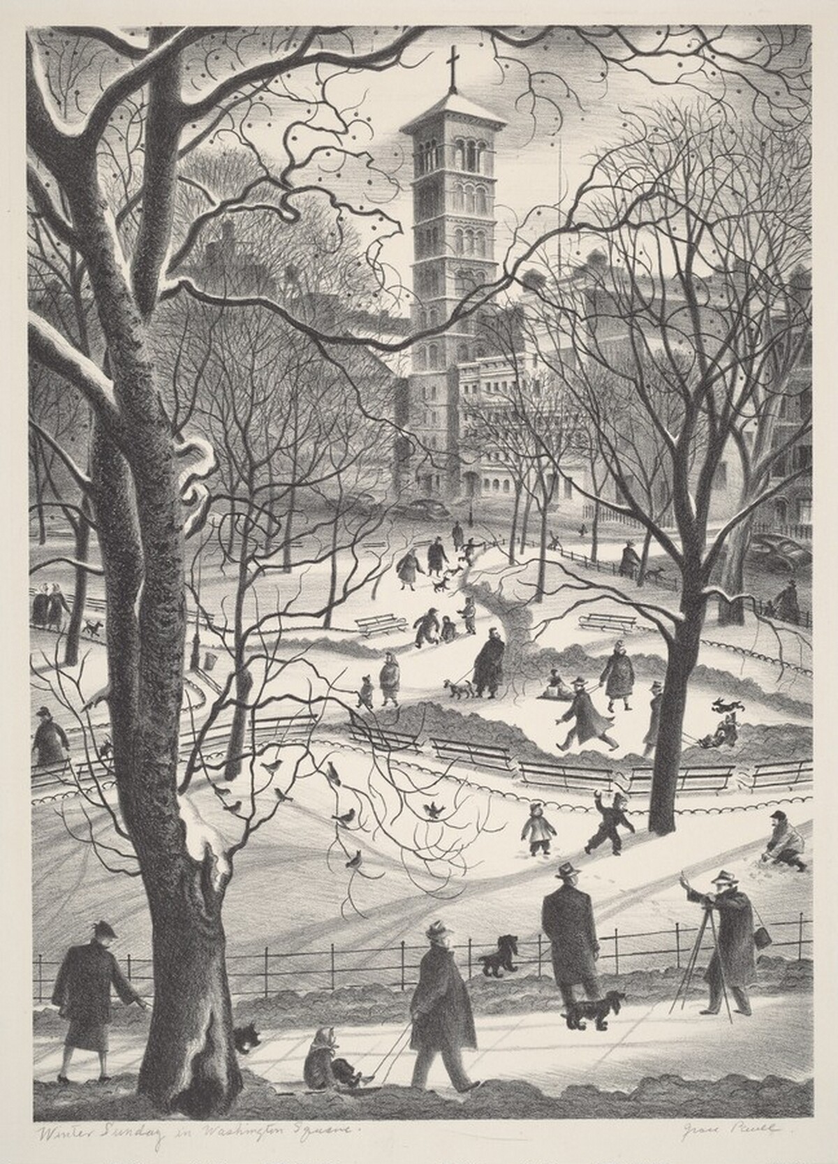 Winter Sunday in Washington Square by Grace A. Paull