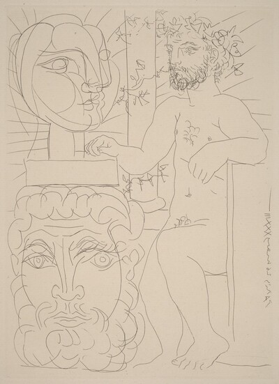 Sculptor with His Self-Portrait Serving as a Pedestal for a Head of Marie-Thérèse (Sculpteur et son autoportrait sculpté servant de socle à une tête de Marie-Thérèse)