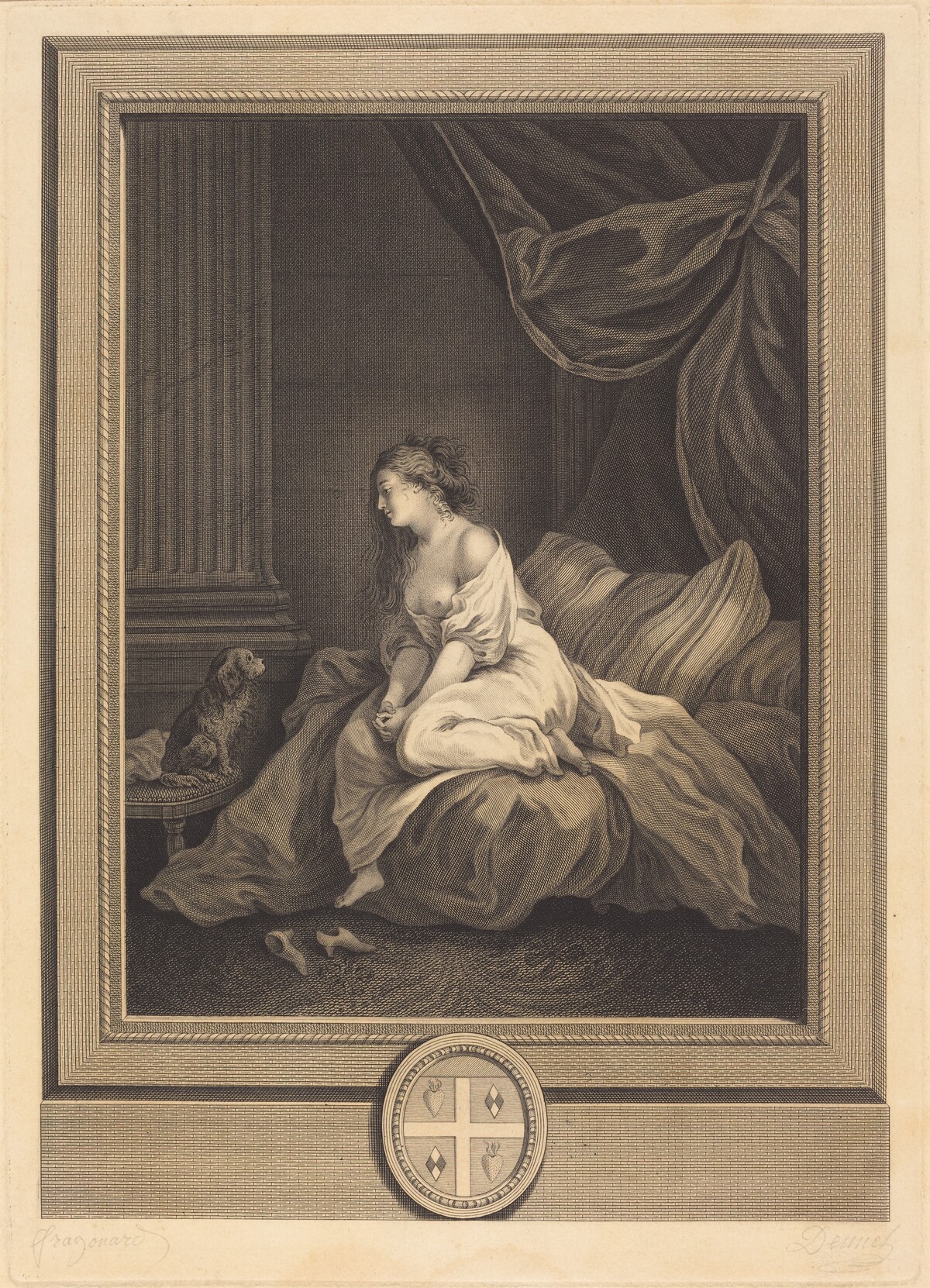 S'il m'etoit aussi fidele by Antoine Francois Dennel after Jean-Honoré Fragonard