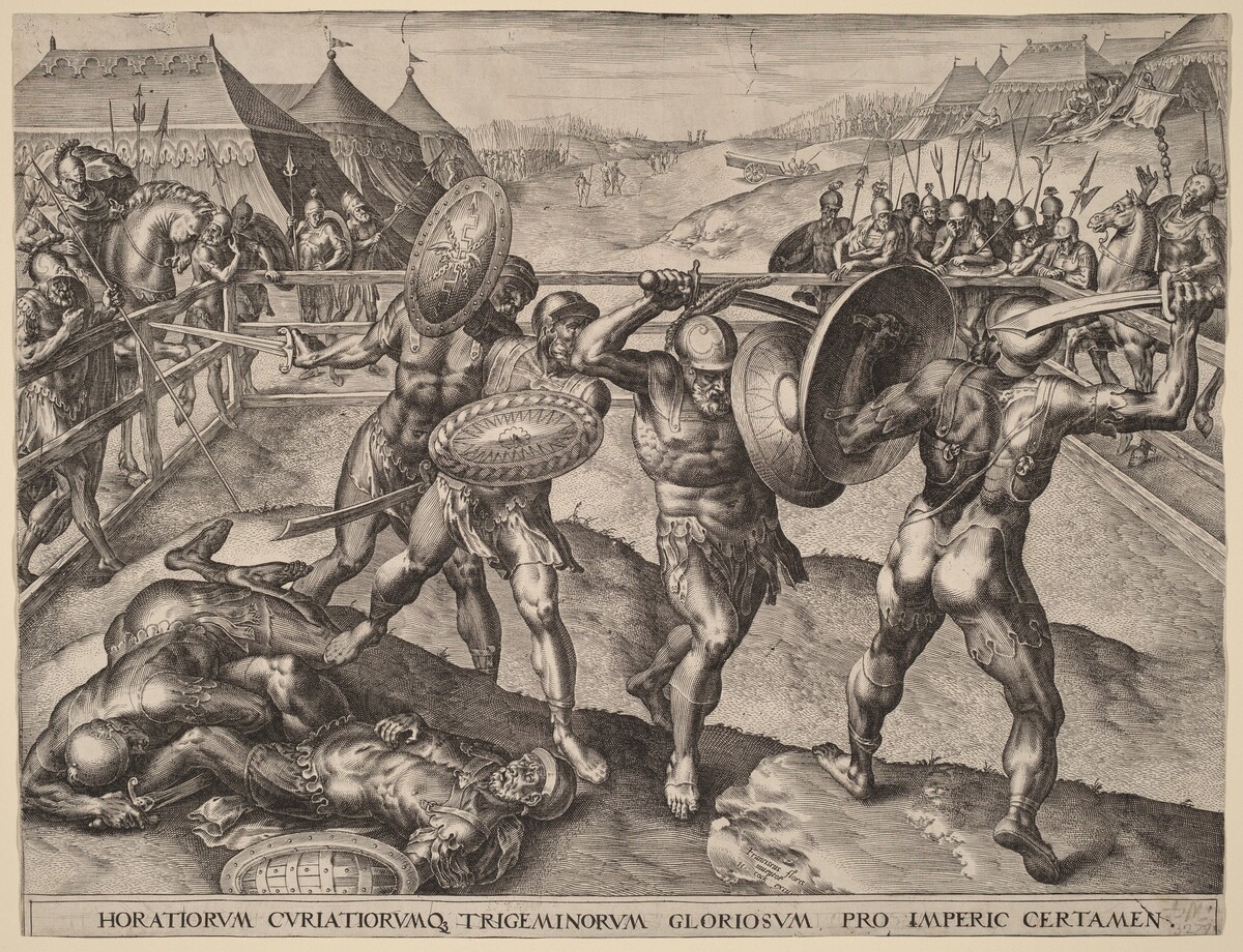 Battle of the Horatii and the Curiatii by after Frans Floris I