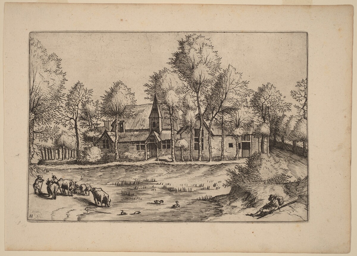 Country Village with Church by Johannes van Doetechum, the Elder and Lucas van Doetechum after Master of the Small Landscapes