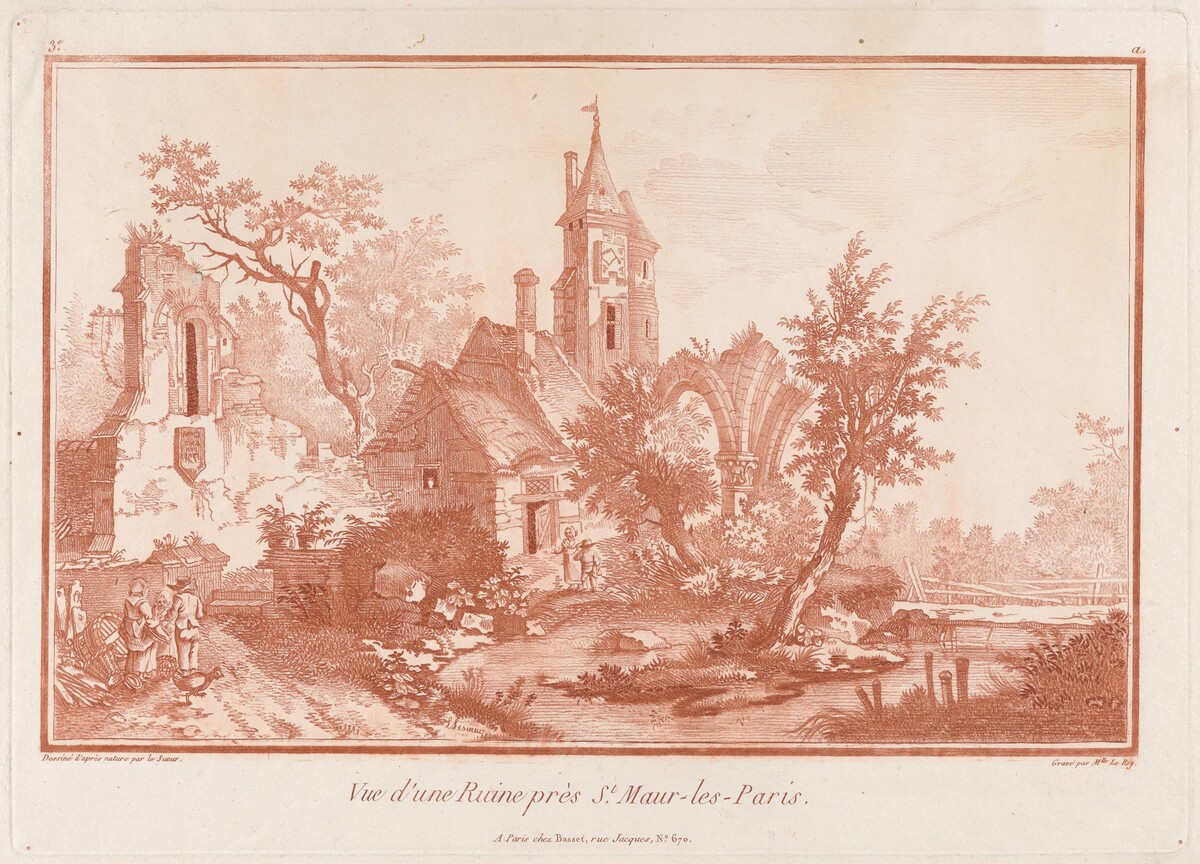Vue d’une Ruine près St. Maur-les-Paris (View of a Ruin near St. Maur-les-Paris) by Mademoiselle Le Roy, after Louis Le Sueur
