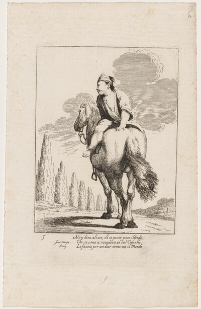 Cacasenno Riding a Horse Backwards